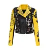Personalized Graffiti Print Motorcycle Leather Jacket Model 1