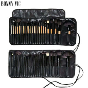 24-Piece Makeup Brush Set with Horse Hair Bristles & Bag
