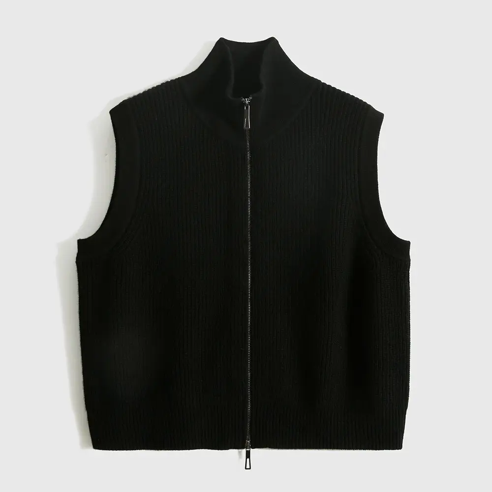 Merino Wool Loose-Knit Cardigan Vest with Tie Detail Merino Wool Loose-Knit Cardigan Vest with Tie Detail