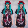 Halloween Skull Print Dress for Women in Black - Milk Silk
