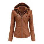 Detachable Two-Piece Hooded PU Leather Jacket for Versatility
