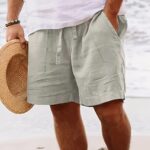 Summer Drawstring Shorts With Pockets Fashion Casual Solid Color Vacations Beach Pants Mens Clothing