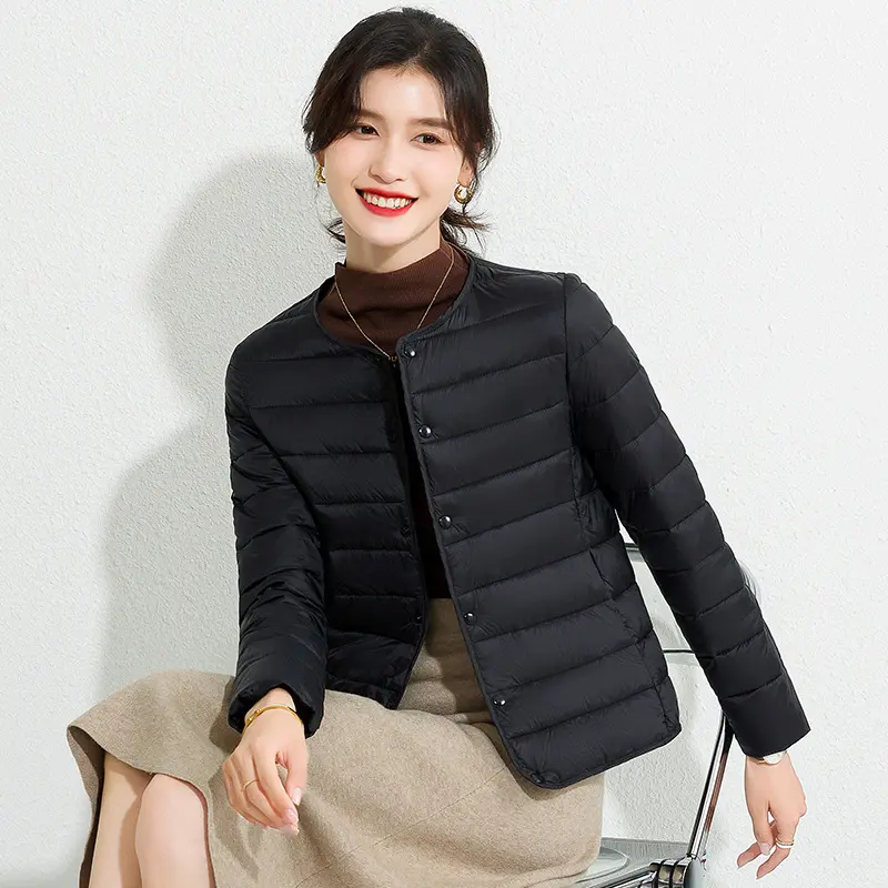 Lightweight Women’s Short Crewneck Cotton Liner Jacket