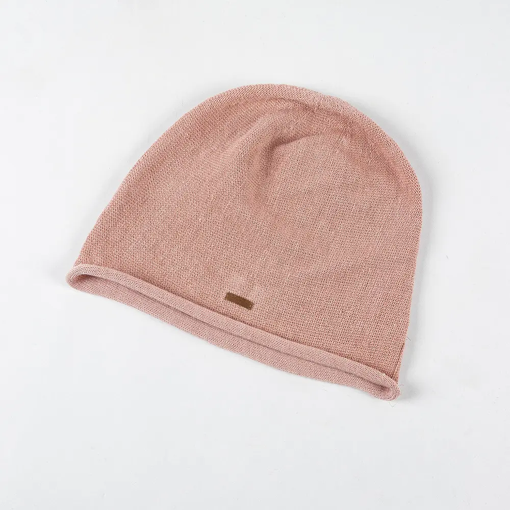 Breathable Knitted Linen Fisherman Hat With A Leather Patch Label