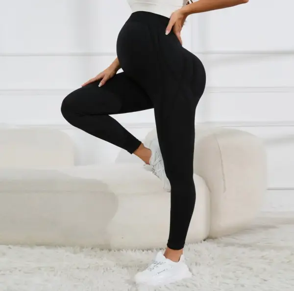 Supportive Maternity Leggings with Abdominal Support - Nylon