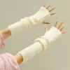 Women's Solid-Color Cashmere Long Half-Finger Winter Gloves