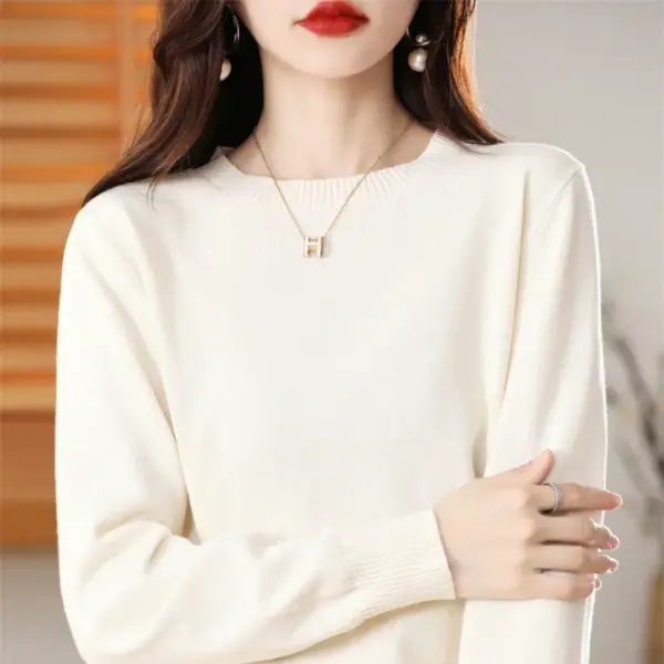 Women's Simple Crew-Neck Pullover Knit Sweater