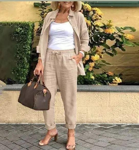 Breathable Cotton Linen Cropped Harem Pants Set for Women Breathable Cotton Linen Cropped Harem Pants Set for Women