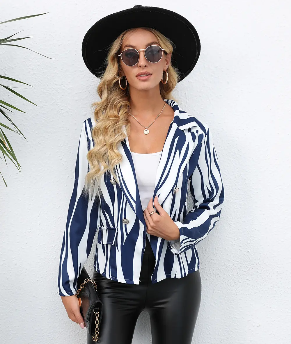 Statement Print Lapel Ladies Blazer, Lightweight Fit Statement Print Lapel Ladies Blazer, Lightweight Fit