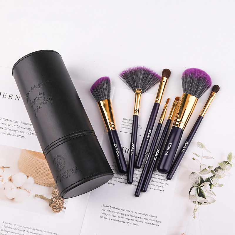 Soft Artificial Fiber Makeup Brush Set with Aluminum Handles