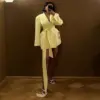 Solid-color Wide-shoulder Lace-up Waist-defined Long-sleeve Blazer