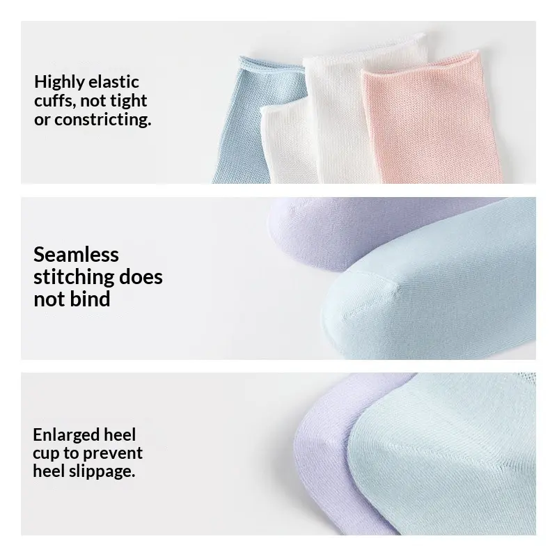 Women's Boneless Sutured Antibacterial Cotton Mid-Calf Socks