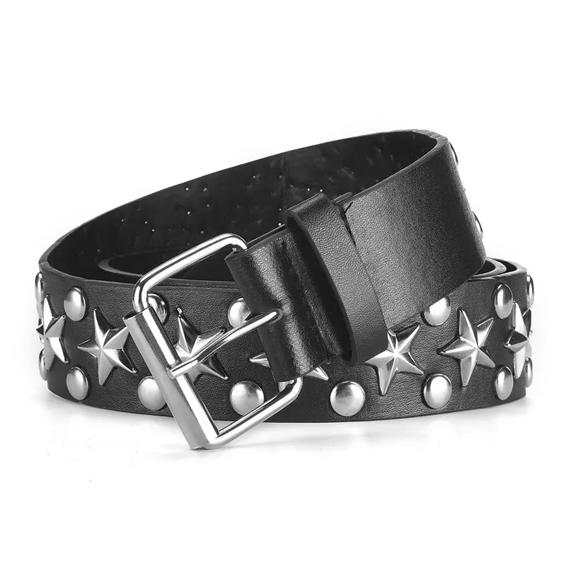 Statement Star Rivet Pin Buckle Wide Punk Belt (Black) Statement Star Rivet Pin Buckle Wide Punk Belt (Black)