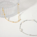 Double-Layer Geometric Beaded Anklet for Women - Multi-Strand
