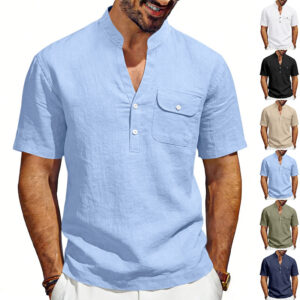 Breathable Linen Blend Men’s T-Shirt, Solid Colors