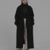 Black Hepburn-Inspired Long Wool Coat, Relaxed Fit Black Hepburn-Inspired Long Wool Coat, Relaxed Fit