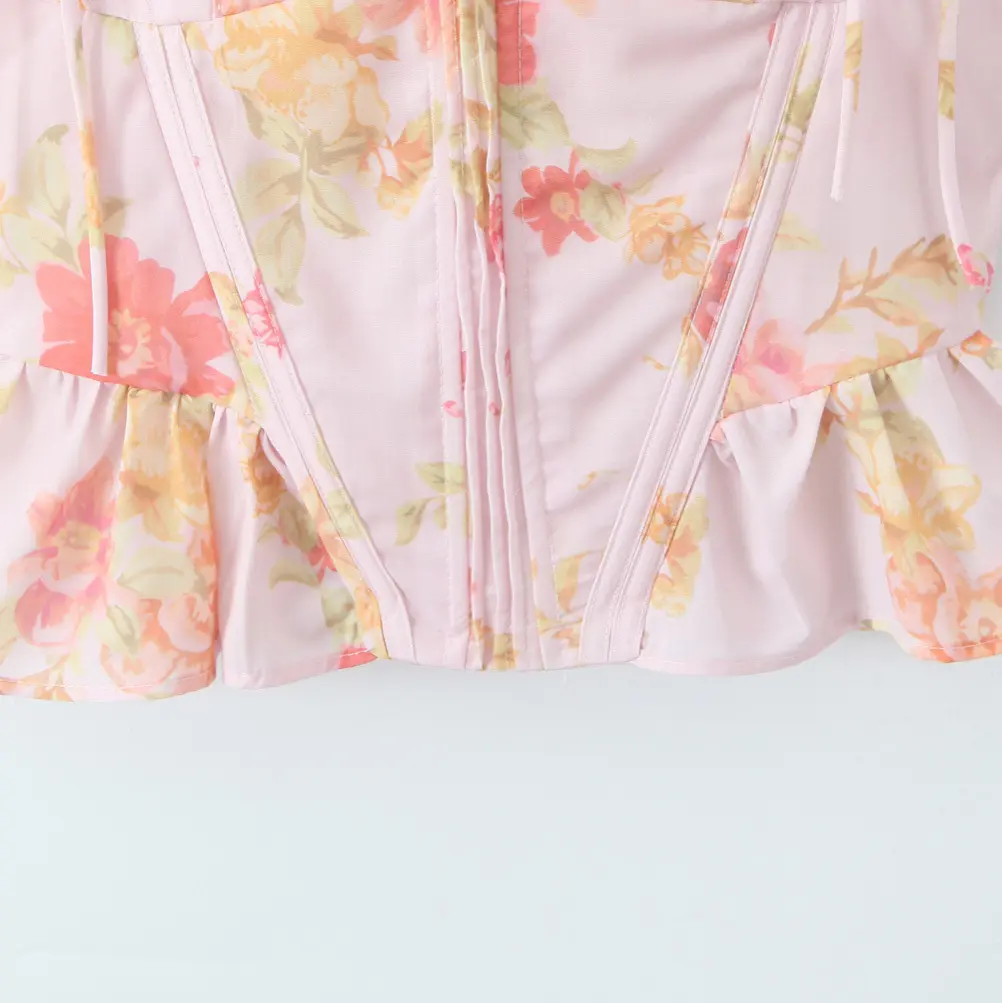 Slim Fit Begonia Print Vest Top - Non-Stretch Polyester Slim Fit Begonia Print Vest Top - Non-Stretch Polyester