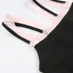 Patchwork Square Neck Lace Cami Jumpsuit with Bow Detail