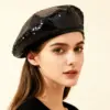 European And American Trendy Fashion Small Sequin Beret For Outdoor Outings, Suitable For All Occasions, Versatile For Painting And Photography. European And American Trendy Fashion Small Sequin Beret For Outdoor Outings, Suitable For All Occasions, Versatile For Painting And Photography.
