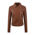 6a131ce3-deca-46de-b120-dfa59fbac7aa.webp PU Women's Short Leather Oblique Pull Slim Motorcycle Clothing Washed Leather Jacket