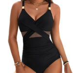 Breathable Mesh One-Piece Swimsuit for Women - Nylon