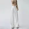 High-Waist White Wide-Leg Straight Jeans with Slight Stretch