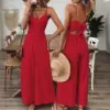 Flattering Back Bow Sleeveless Casual Jumpsuit - Wide Leg