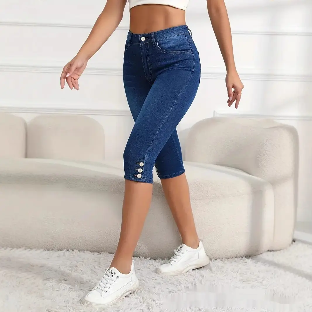 Comfort Stretch Plus-Size Capri Pants with Button Detail Comfort Stretch Plus-Size Capri Pants with Button Detail