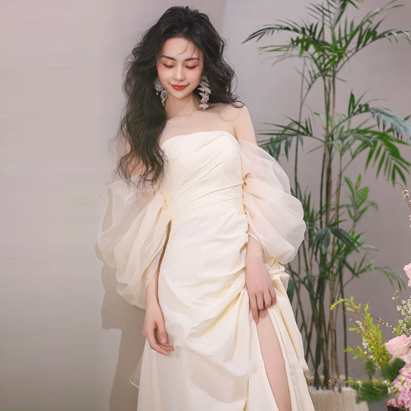 Tube Top Light Wedding Dress Bride Simple Long Tube Top Light Wedding Dress Bride Simple Long