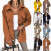 Belted Lapel Single-Breasted Polyester Jacket Coat for Women