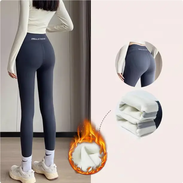 Warm Lamb Fleece Leggings for Women, Long Velvet Pants