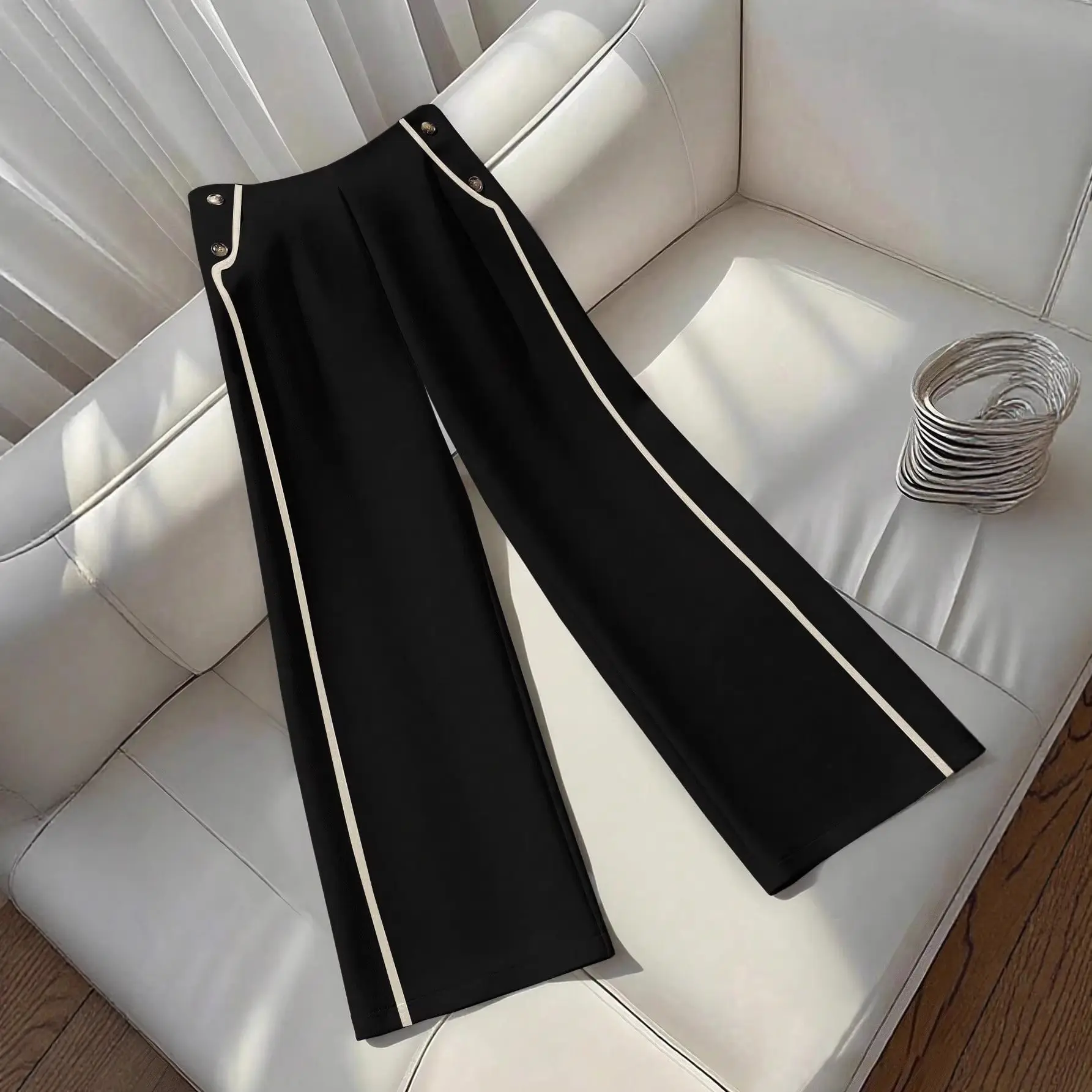 High-waisted Slimming Button-front Versatile Wide-leg Pants For Women High-waisted Slimming Button-front Versatile Wide-leg Pants For Women