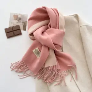 Double-Sided Solid Color Scarf for Women, Long Warm Wrap