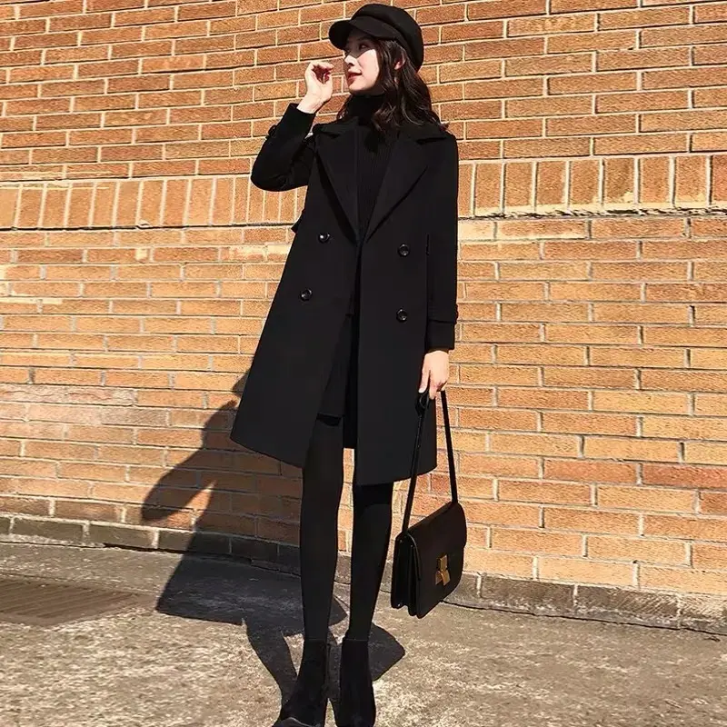 Structured Black Wool Coat for Women, Extra-Long 4 XL