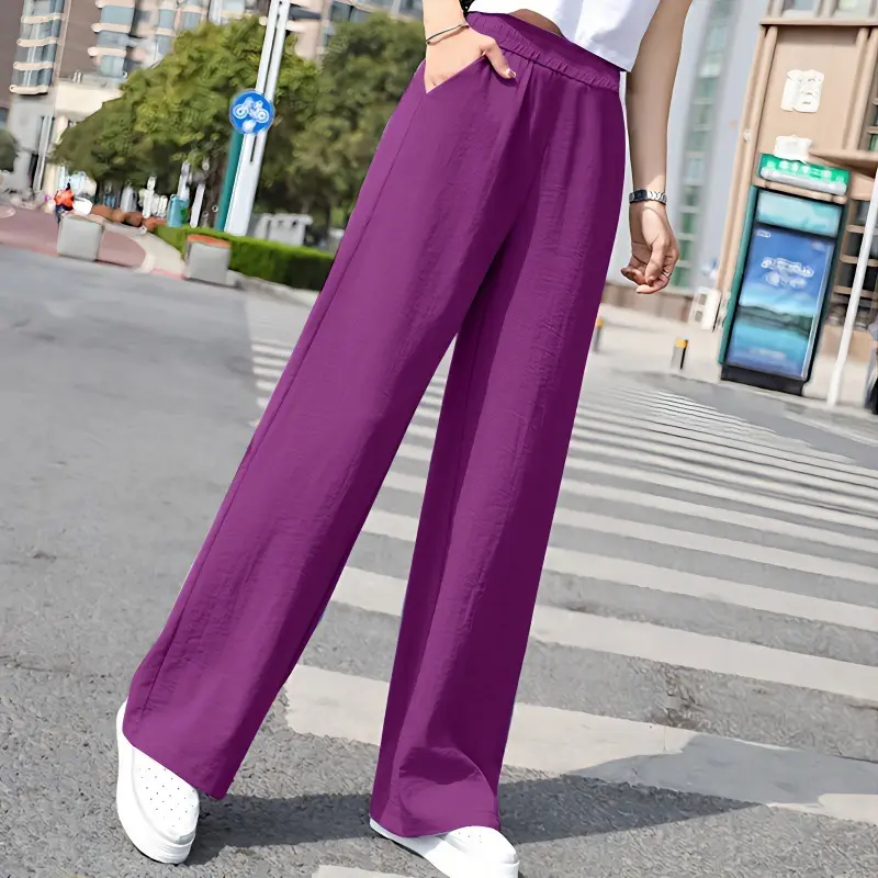 Draping Wide Leg Cotton-Linen Pants for Women, Elastic Waist Draping Wide Leg Cotton-Linen Pants for Women, Elastic Waist