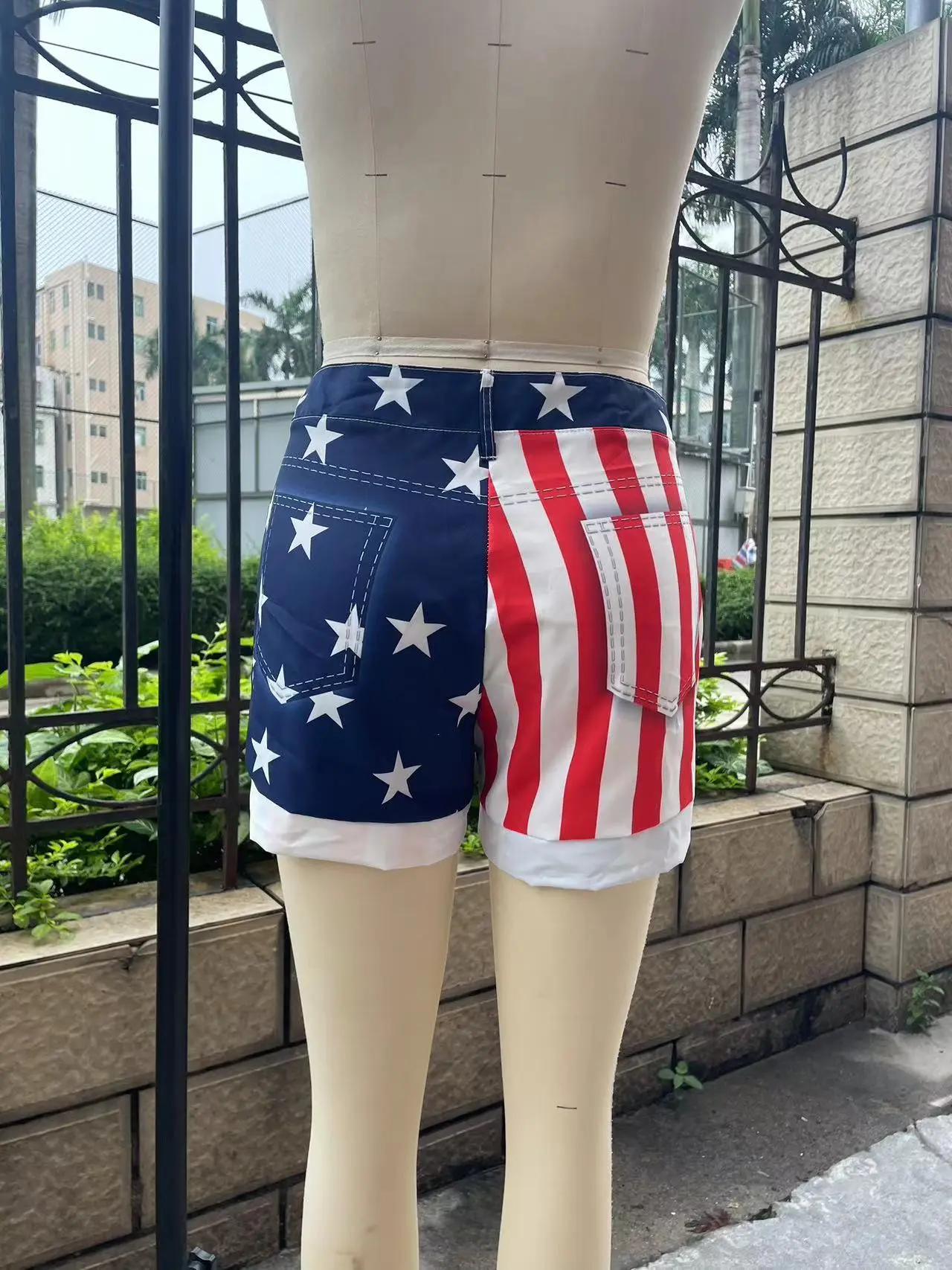 Patriotic Stars and Stripes Denim Women’s Shorts, No Stretch Patriotic Stars and Stripes Denim Women’s Shorts, No Stretch