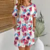 Printed Short Sleeve Dress For Women Printed Short Sleeve Dress For Women