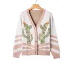 6dd02908-fbd7-420b-a17c-58e9270b1a28.webp Apricot Abstract Viscose Loose Sweater with Buttons