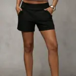 Tailored Slim-Fit Suit Shorts with Double-Breasted Waist