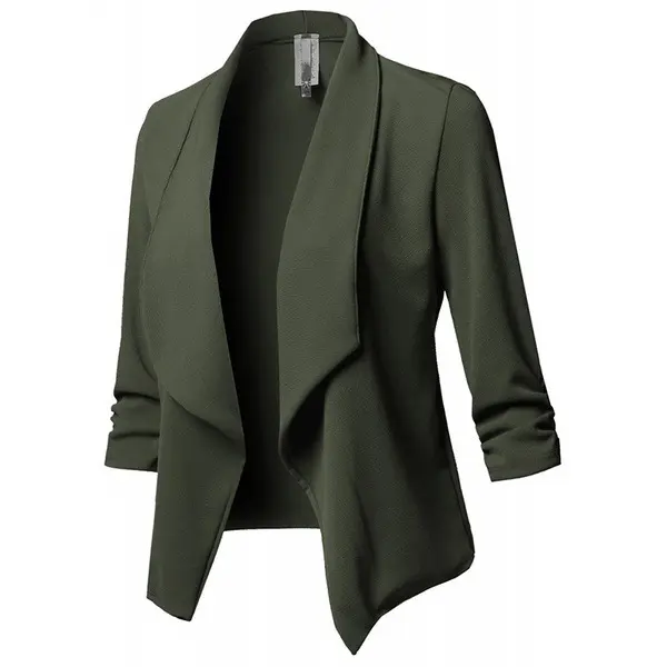 Slim Fit Long Sleeve Crinkled Solid Color Versatile Small Blazer