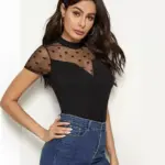 Slimming Slim-Fit Short-Sleeve T-Shirt for Women - Black