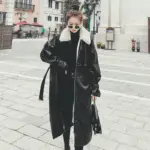 Insulated Winter Velvet PU Leather Jacket, Loose Fit