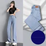 High Waist Jeans Women Summer Straight Leg Tencel Small Wide Leg Pants Ice Silk Women Pants