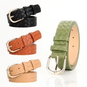 Women's Alloy Pin Buckle Belt Trendy Wild Belt Personality Imitation Weaving