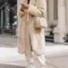 Oversized Faux Fur Coat In Beige Long Plush Winter Outerwear Oversized Faux Fur Coat In Beige Long Plush Winter Outerwear