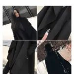 Black Irregular Loose Cloak Woolen Coat for Easy Movement