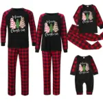 Plaid Stitching Printing Christmas Homewear Parent-child Suit M3
