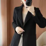 Everyday Warm Mid-Length Wool-Blend Coat with Petal Sleeves