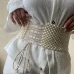 Classic Handmade Beaded Waist Cincher OL Commuter Elastic Waistband