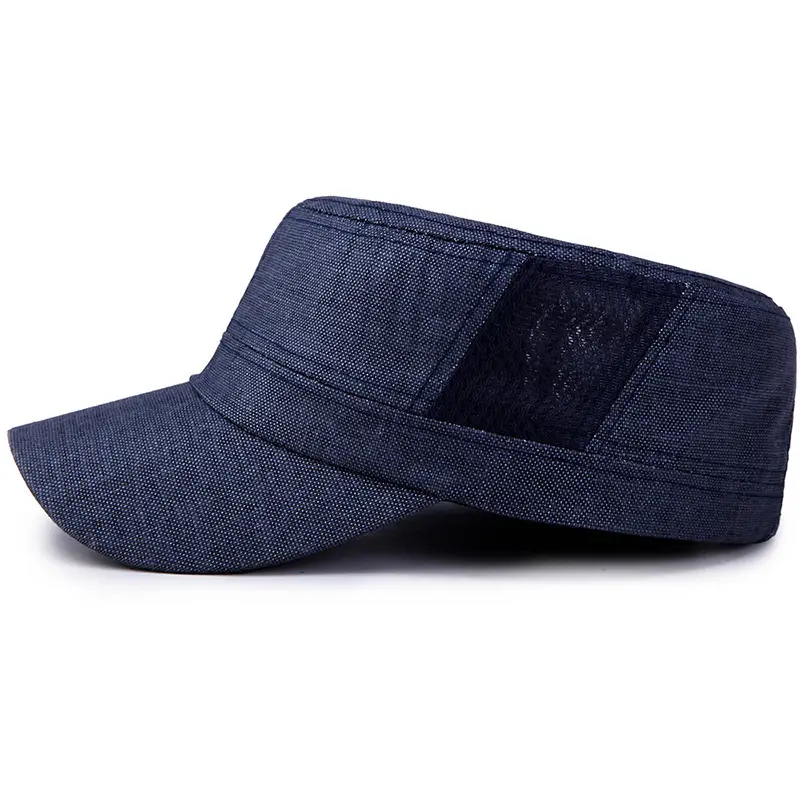 SpringSummer Linen Mesh Breathable Flat-Crown Cap